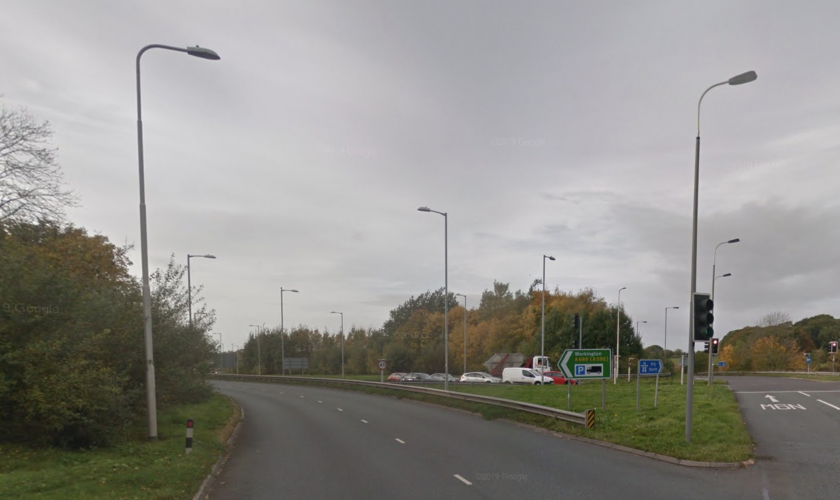 Exit M6 Junction 44. Exit roundabout heading onto the A689 signed Workington.